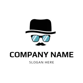 Robbery Logo Cute Formal Hat and Glasses logo design