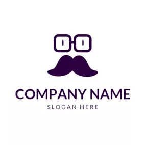 鬍鬚logo Cute Glasses and Mustache logo design