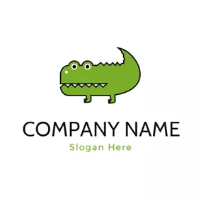 Cut Logo Cute Green Alligator Icon logo design