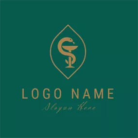 蛇Logo Cute Green and Brown Letter S logo design