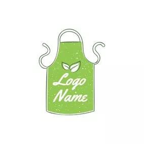 Kitchen Logo Cute Green Apron Icon logo design