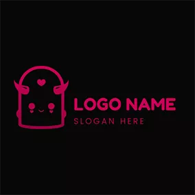 Cut Logo Cute Horn Heart Satan logo design