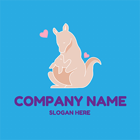 カンガルーロゴ Cute Kangaroo Mom logo design
