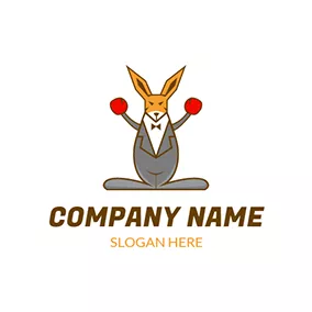Kangaroo Logo Cute Kangaroo Suit Boxer logo design