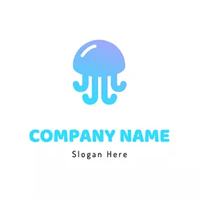 果凍logo Cute Mellow Gradient Jellyfish logo design