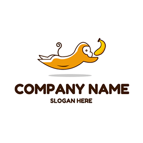 キャラクターロゴ Cute Monkey Banana logo design