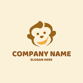 Banane Logo Cute Monkey Smile Banana logo design