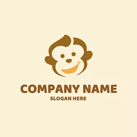 Monkey Logo Cute Monkey Smile Banana logo design