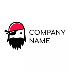 バンディットのロゴ Cute Moustache and Pirates logo design