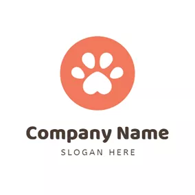 White Logo Cute Orange Dog Paw logo design