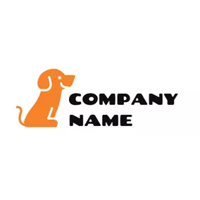 動物のロゴ Cute Orange Puppy logo design