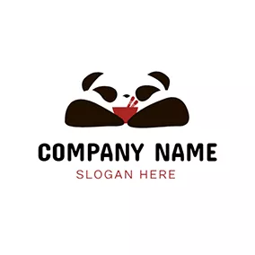 中餐館 Logo Cute Panda and Chinese Food logo design