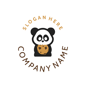 Cut Logo Cute Panda Cookie logo design