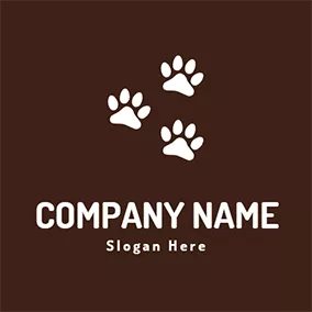 動物のロゴ Cute Paw and Dog Walking logo design