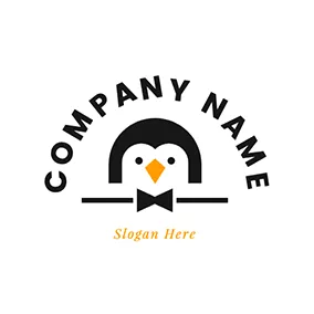 管家logo Cute Penguin and Butler Sign logo design