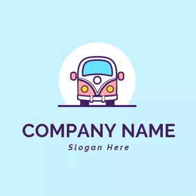 巴士 Logo Cute Pink Bus Head logo design