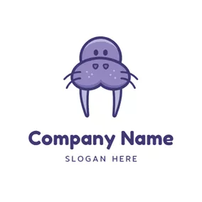 Emblem Logo Cute Purple Seal Head logo design