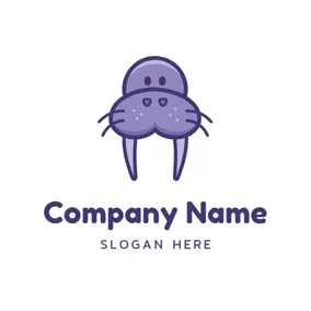 Happy Logo Cute Purple Seal Head logo design