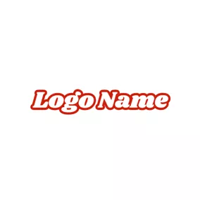 Cool Logo Cute Red Outline and White Cool Text logo design