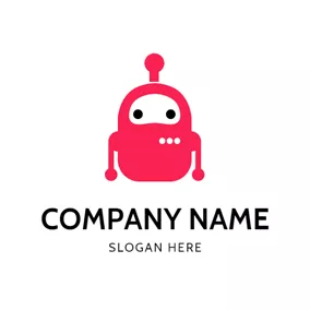Facebook Logo Cute Red Robot Icon logo design