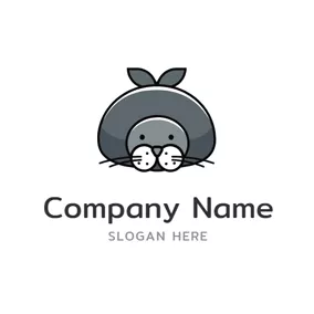 Gray Logo Cute Sea Seal Icon logo design