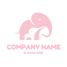 Pink Logo Cute Simple Elephant Mom logo design