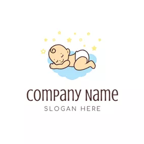 Smile Logo Cute Sleep Baby logo design