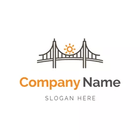 桥梁 Logo Cute Sun and Minimal Bridge logo design