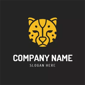 野猫 Logo Cute Yellow Cheetah Head logo design