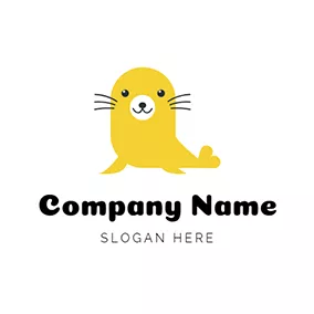水族館のロゴ Cute Yellow Seal logo design