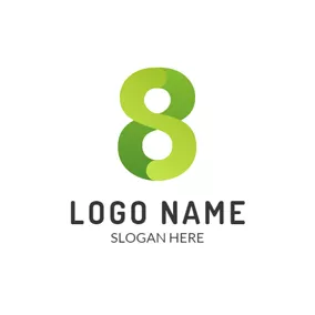 Eight Logo Cyan and Green Number Eight logo design