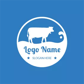 牛奶 Logo Dairy Cow and Milk logo design