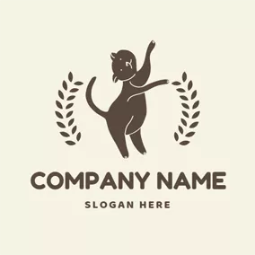 動物のロゴ Dancing Chocolate Cat logo design