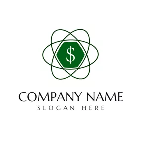 Financial Logo Dark Green Ring and White Dollar logo design