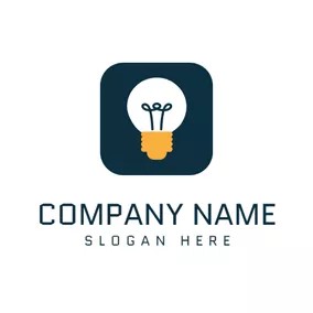 Yellow Logo Dark Green Square and White Bulb logo design