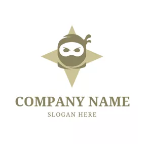 飞镖logo Dart Shape and Ninja Icon logo design