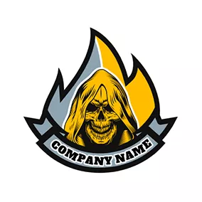 Demon Logo Death Fire Banner Gang logo design