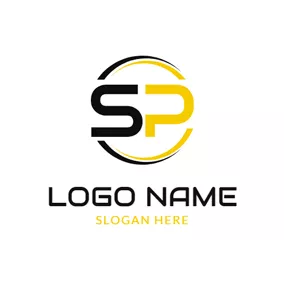 Logotipo P Decorated Circle Letter S and P logo design