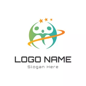 Logótipo De Creche Decoration and Abstract Family logo design