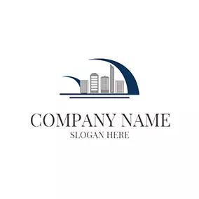 Hall Logo Decoration and Gray Office Building logo design