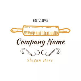 Curry Logo Decoration and Yellow Rolling Pin logo design