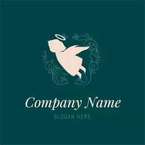 Glorious Logo Decoration Branch and Cute Angel logo design