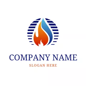 温度 Logo Decoration Circle and Flame logo design