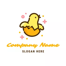 Shell Logo Decoration Cute Eggshell Chick logo design