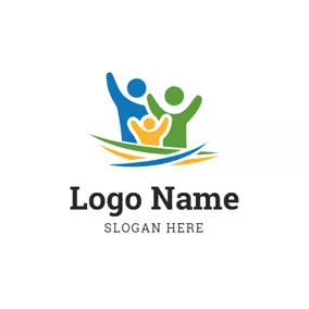 英語 Logo Decoration Line and Abstract Family logo design
