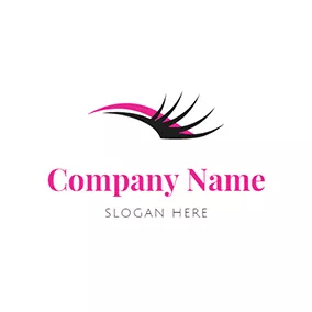 Pink Logo Decoration Line and Eyelash logo design