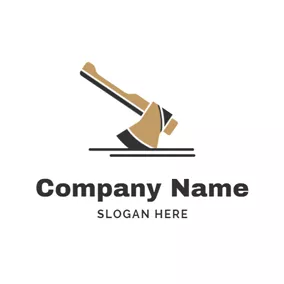 Beige Logo Decorative Rib and Axe logo design