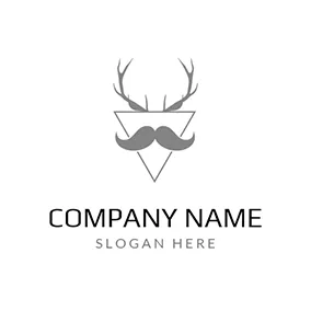 鬍鬚logo Deer Horn and Mustache Icon logo design