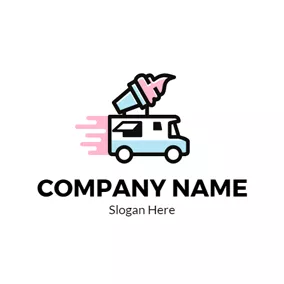 Food Truck Logo Delicious Ice Cream and Food Truck logo design