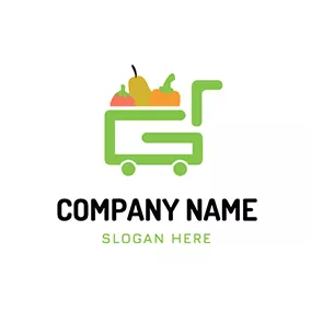 配達　ロゴ Delivery Pumpkin Pear Grocery logo design